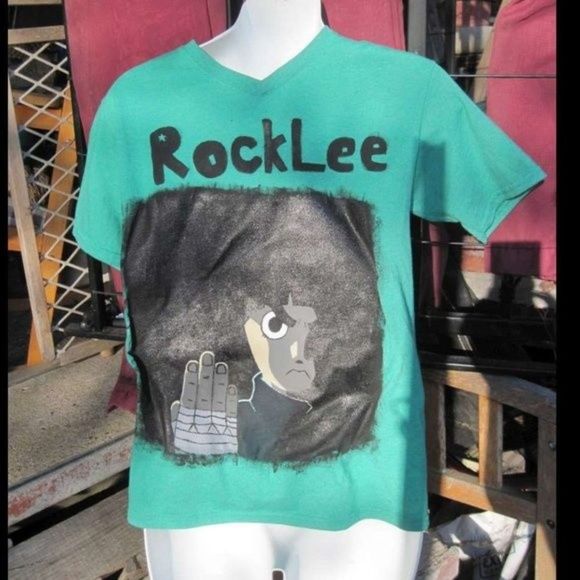Rock Lee Anime Painted Green V Neck Shirt Top The Power of Youth Handmade Artist - Picture 6 of 7